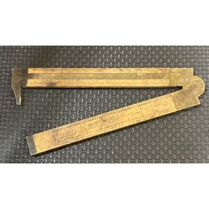 Vintage Lufkin No. 372 (36 1/2) Wood Brass Folding Ruler 12" Caliper Boxwood USA